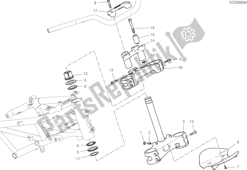 Todas las partes para Montaje De La Base Del Cabezal De Dirección de Ducati Multistrada 950 S SW Thailand 2020